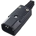 Toptekits IEC C14 Power Cord Connector,IEC 320 C14 Male Plug Rewirable Power Connector 3pin 10A /250V