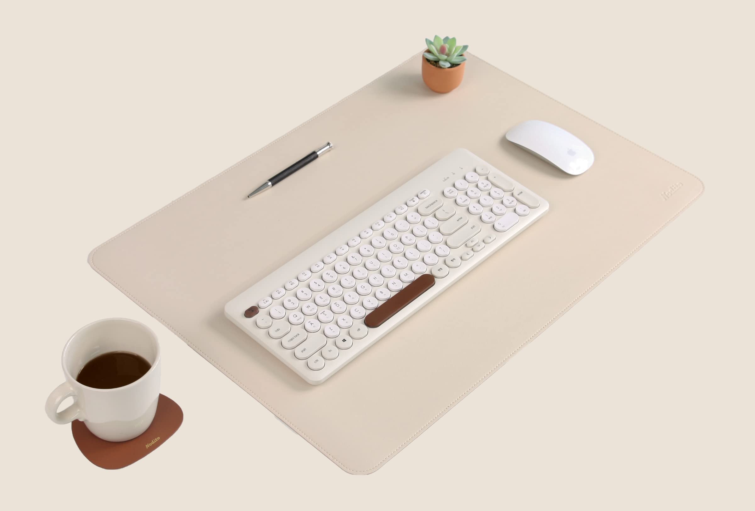 Photo 1 of NODITO Dual-Sided Leather Desk Pad,Blotter for Laptop Computer,Mouse Pad,Writing,Drawing,Arts and Craft Mat (17"x24", Beige/Brown)