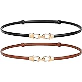 JASGOOD Leather Skinny Women Belt Ladies Thin Waist Belts Plus Size Adjustable for Jeans Pants Dresses with Metal Buckle