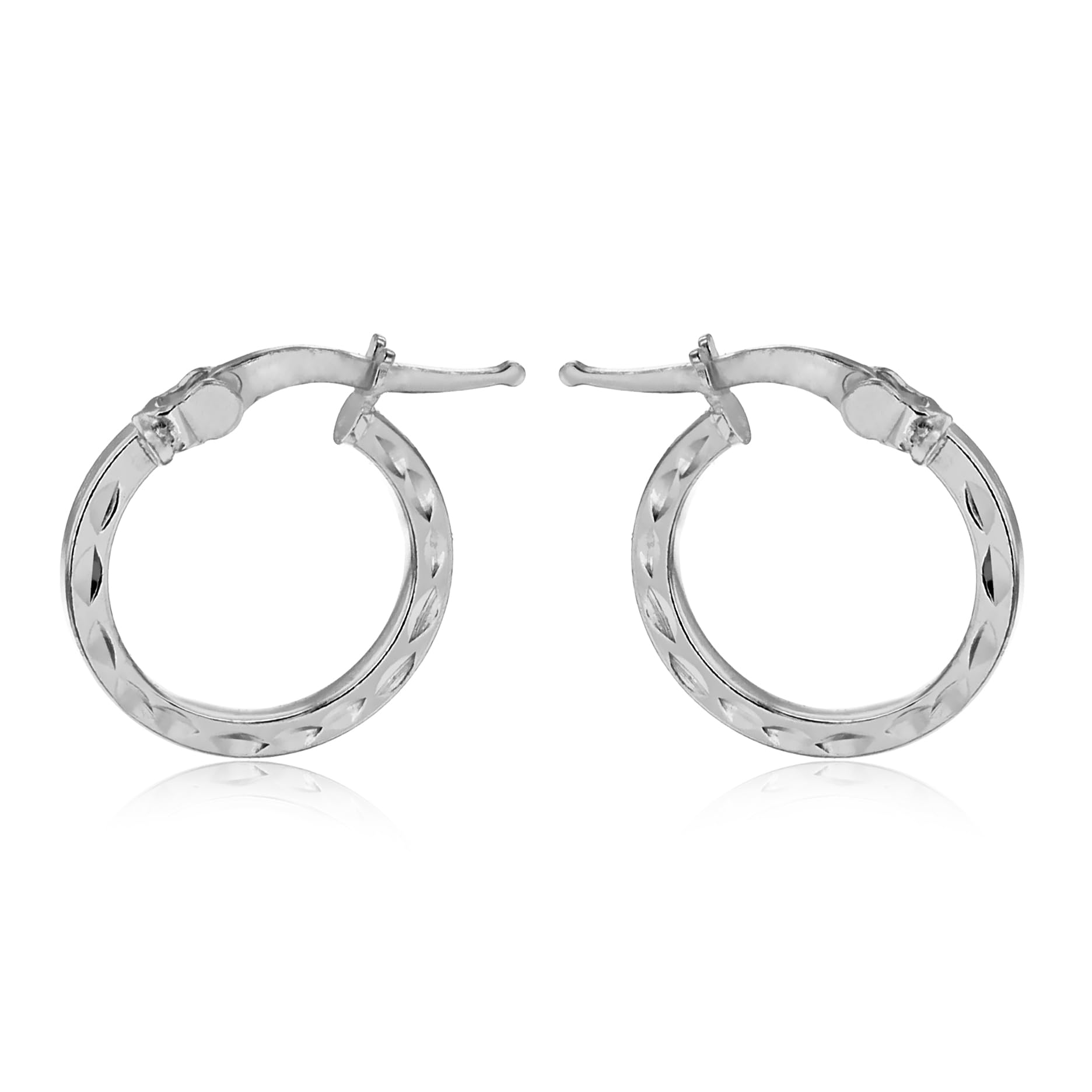 Tuscany Silver Women's Sterling Silver 13.5 mm Patterned Hoop Earrings