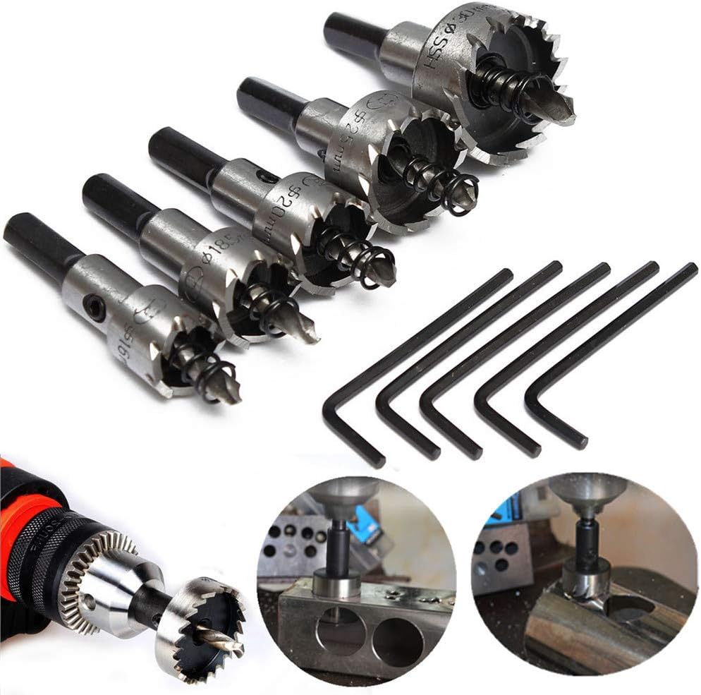 5pcs 16-30mm Hole Saw Cutter Drill Bit Set HSS Hole Saw Drill Sheet Metal Reamer with Wrench
