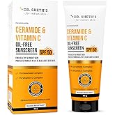 Dr. Sheth's Ceramide & Vitamin C Oil-Free Sunscreen SPF 50+ PA++++ | Non Greasy | For Oily Skin | For Men & Women | 50 g