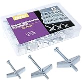 Swpeet Assorted 24 Pcs Toggle Bolt and Wing Nut for Hanging Heavy Items on Drywall - 1/8 inch, 3/16Inch, 1/4Inch