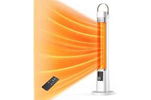 SLKDRFT Outdoor Heater for Patio, 1500W Infrared Electric Heaters Indoor w/Remote, 60° Oscillation, 9H Timer, 9 Heat Level, Tip-Over/Overheating Protection, Safety Lock, for Garage, Porch, Gazebo,White