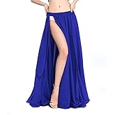 ROYAL SMEELA Chiffon Belly Dance Skirt Slit Long Belly Dancing Skirt Tribal Bellydance Skirts Belly Dance Costume for Women