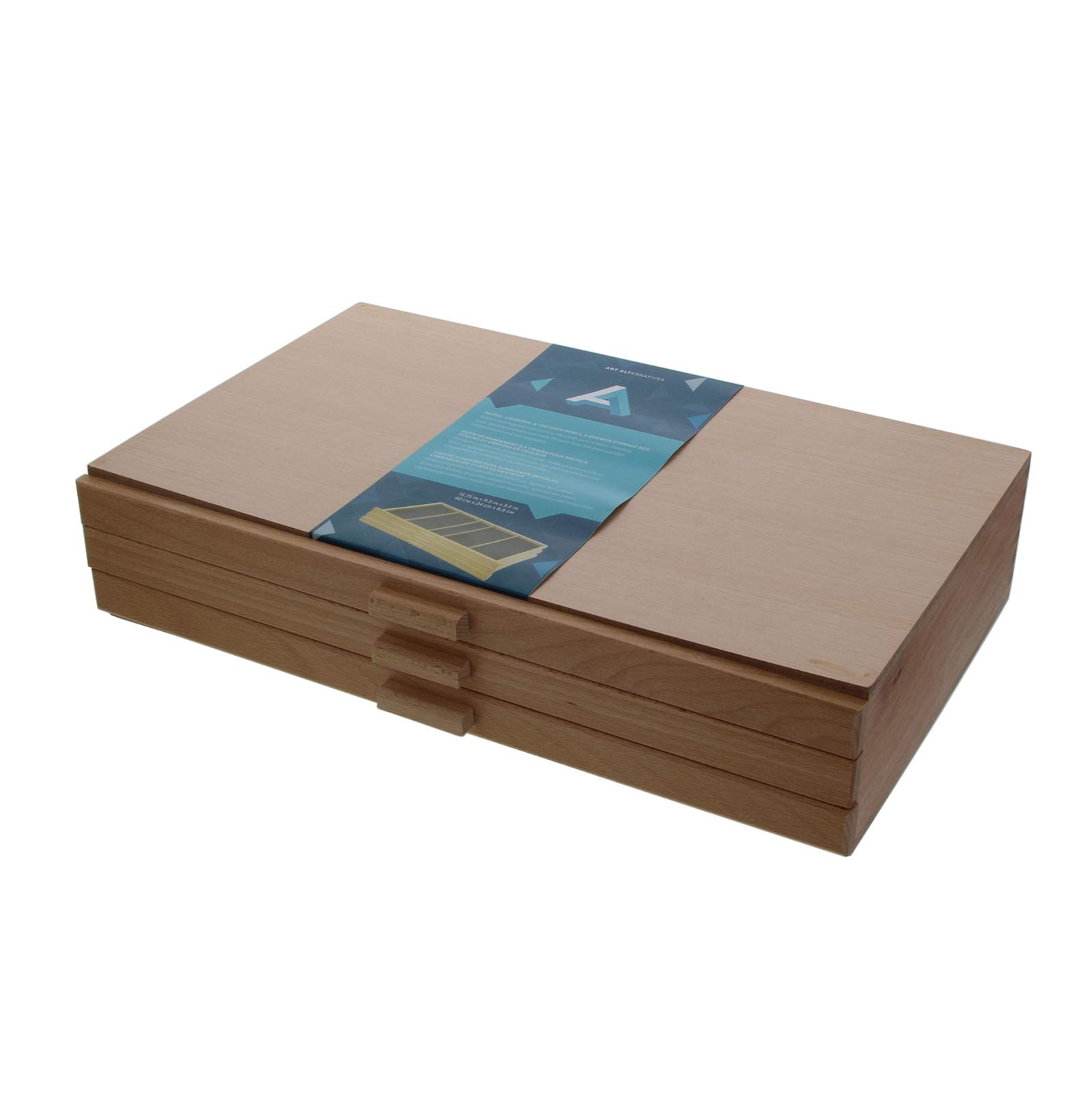 Art Alternatives 3 Drawer Wood Pastel Storage Box 15-3/4 x 9-5/8 x 3-1/8 inches