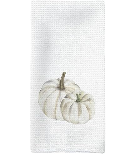 Chinoiserie Fall Pumpkin Kitchen Towels - 16x24 Inch Autumn Dish Towels With Bow Design, Farmhouse Decor, Polyester, Absorbent & Quick-Dry