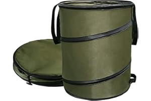 LUEXBOX Pop-Up Trash Can for Camping, 30 Gallon Collapsible Trash Can, Reusable Garbage Leaf Bag Outdoor Yard Waste Basket Bin (Green) (2)