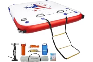 GYMMALL Inflatable Floating Dock Platform, 5FT/ 6FT/ 8FT/ 10FT/ 12FT Air Dock Platform Floating Island Raft with None-Slip Surface, 6in Thick Water Floating Dock Mat for Swimming Pool Lake Beach Ocean