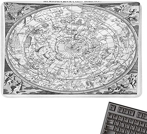 ConstellationE-Sports Gaming Mouse PadDetailed Vintage Boreal Hemisphere Astronomy Ancient Antique Figures Artwork PrintNonslip Rubber Base 15.7"x23.6"Grey