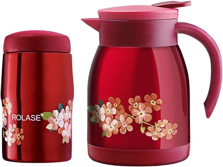 Zcxbhd 600ml Mini 304 stainless steel vacuum Insulation pot European style Household teapot for Storage coffee cold/Hot water (color : A)