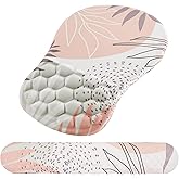 Laokiiy Mouse Pad Wrist Support, 2 in1 Keyboard Wrist Rest+ Ergonomic Mouse Pad, Non-Slip Wrist Rest for Computer Keyboard, Made Easy Typing & Relieve Wrist Pain(Leaf