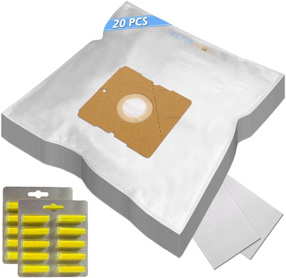 MEGA SET - 20 Air Fresheners Sticks + 20 Dustbags / Vacuum Cleaner Dust Bags For PRINCESS Silence Deluxe 700 Grau, Schwarz