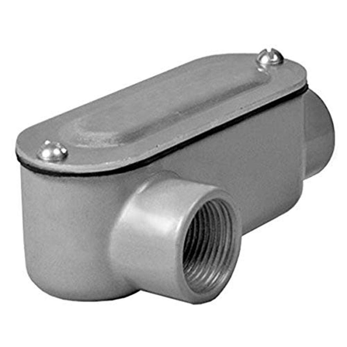 Photo 1 of *Dirty?/Scratches* TayMac RLR125 Threaded LR Type Conduit Body, Die Cast Aluminum, Stamped Steel Cover, 1 4-Inch, Gray
