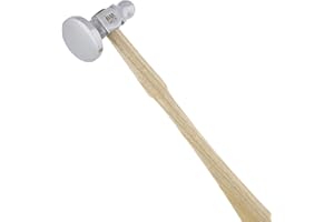The Beadsmith Two-Sided Chasing Hammer - 10.75 Inches Wooden Handle, 2.25” Steel Head with a 14mm Ball Pein & 32mm Domed Face - Tool Used to Add Texture and Dimension to Metalwork
