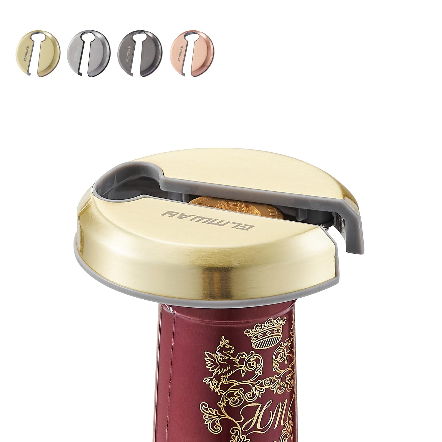 ELMWAY VinoLux Series Magnetic Wine Foil Cutter – Stainless Steel Top & Durable ABS Body, Compact Design with Magnetic Storage, Easy to Use & Portable, for Wine Lovers – Gold