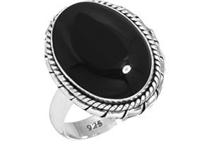 Genuine 925 Sterling Silver Handmade Jewelry Oval Onyx, Garnet, Pearl, Rose Quartz Chunky Natural Gemstone Boho Ring For Wome