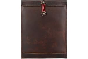 MILITARIA STUFFS Leather Mailing Envelope Document Holder, Leather Portfolio Binder,A4 Letter Size Filing Folder,Gummed Folder Case Vertical Protector, Office Padfolio, Handmade Desk Accessories (Bourbon Brown)