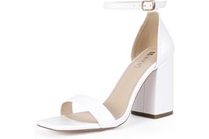 IDIFU IN4 High Chunky Block Heels Square Open Toe Ankle Strap Heeled Sandals Wedding Bridal Prom Dance Summer Dressy Comfortable Sexy Trendy Bride Bridesmaid Dress Shoes Cute Thick Women Heels