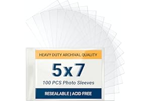 5x7 Archival Photo Sleeves, 2.7 Mil Extra Thick, Heavy Duty Self-Adhesive Protectors for Wedding Invitations & Greeting Cards