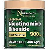 NUTRAONDA Liposomal Nicotinamide Riboside 900mg Resveratrol & Quercetin – NAD Supplement Plus for Anti Aging, Cellular Energy & Improve Health- 80 Capsules