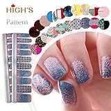 HIGH'S EXTRE ADHESION 20pcs Nail Art Transfer Decals Sticker Pattern Series The Cocktail Collection Manicure DIY Nail Polish Strips Wraps for Wedding,Party,Shopping,Travelling (Bling)