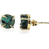 GemSymphony Raw Crystal Stud Earrings for Women, Natural Gemstone Jewelry, 14K Gold Plated Hypoallergenic Posts, Handmade Dainty Minimalist Earrings for Everyday Wear