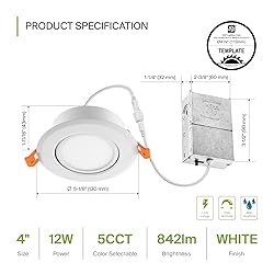 ASD 12 Pack 4 Inch Gimbal LED Recessed Lighting