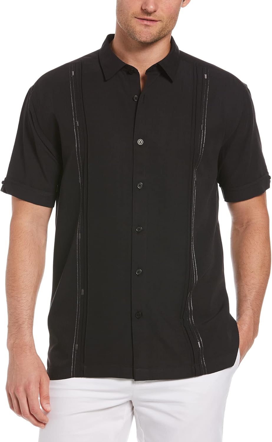 Cubavera Men's Short Sleeve Cuban Camp Shirt with Contrast Insert Panels at  Men’s Clothing store