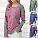 Napoo Clearance Women Fashion Patchwork Round Collar Long Sleeve Blouse