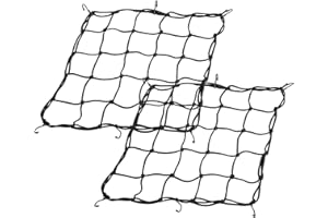ZZJMCH Motorcycle Cargo Net, 2Pack 15.7"x15.7", Heavy Duty Bungee Net Stretches to 31.5"x31.5", Gear Helmet Luggage Thicken Netting with 2"x2" Small Mesh & 6 Adjustable Metal Hooks for Motorcycle, Bike, ATV