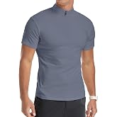 YTD Men's Long/Short Sleeve Polo Shirts Quarter-Zip Casual Slim Fit Mock Neck Basic Designed Cotton Shirts