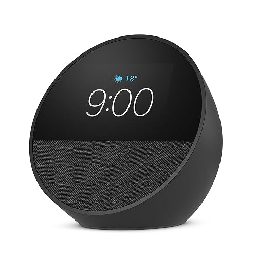 Amazon Echo Spot (newest model), Great for nightstands, offices and kitchens, Smart alarm clock, Designed for Alexa+, Black