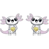 Dorunmo Axolotl Birthstone Earrings 925 Sterling Silver Axolotl Stud Earrings Cute Animal Jewelry Gifts for Women