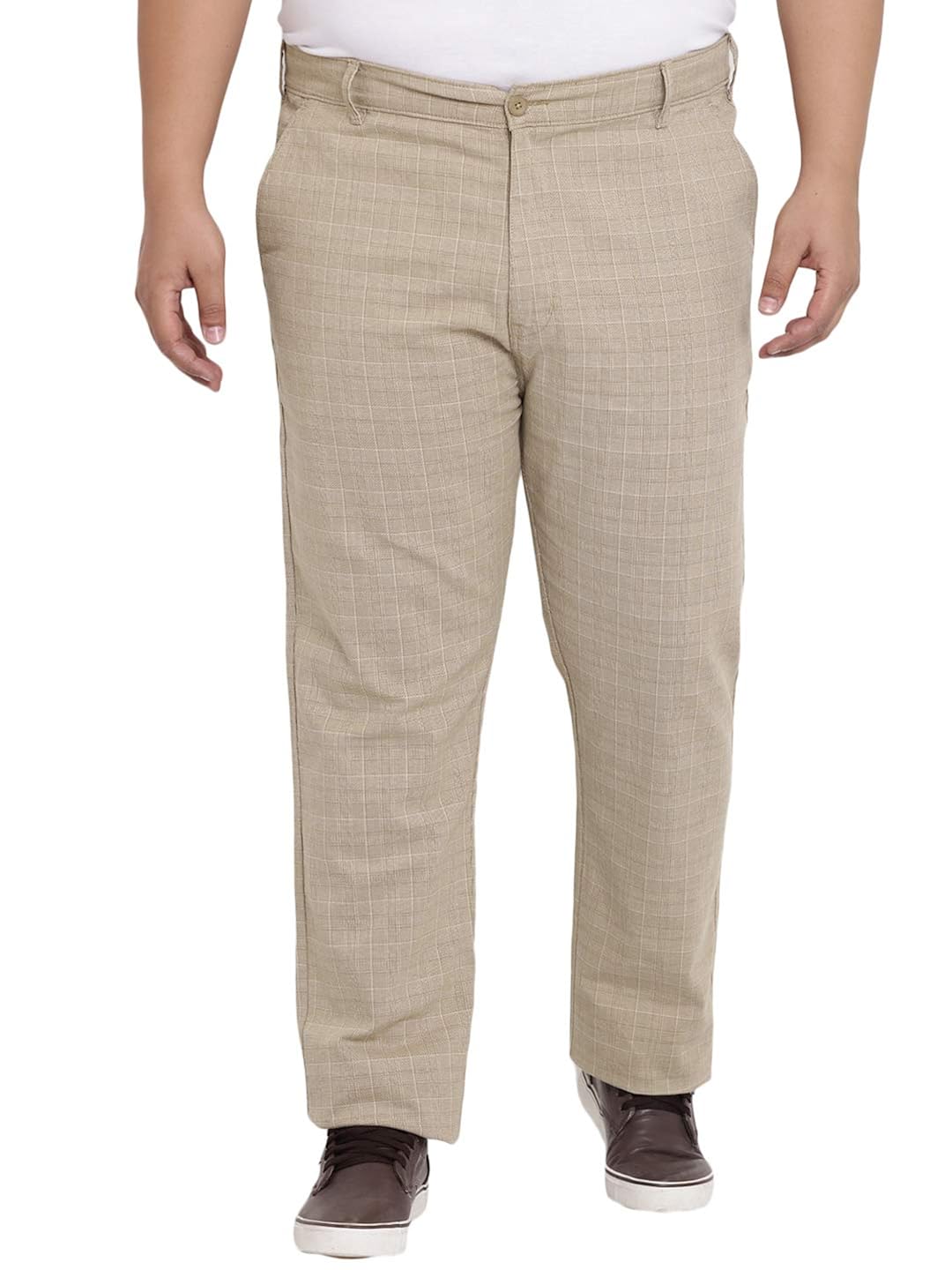 plus size checkered trousers