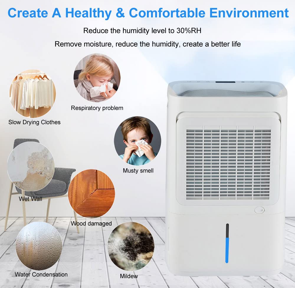 Greenmigo Luftentfeuchter 20L in 24h, Raumentfeuchter Entfeuchter mit HEPA & Aktivkohle 2in1 Vorfilter, Digitalanzeige, Ablaufschlauch, Wäschetrocknung, Timer, gegen Feuchtigkeit, Schimmel (ALPHA-Q20) 2