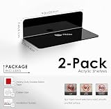 OAPRIRE Acrylic Floating Wall Shelves Set of 2 Black No Drill Cable Clips view 6