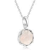 ADITA GOLD 925 Sterling Silver Rose Quartz Necklace Women - Rose Quartz Pendant Necklace Silver- October Birthstone Necklace - Silver Jewelry for Women- Minimalist Jewelry- Birthstone Necklaces