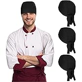 Chuarry Chef Hat Tie Back for Men Adjustable Chef Cap Bandana Skull Cap Black Breathable Cooking Hat for Men Women