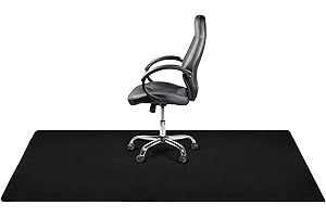 DESKU Workstation Desk Chair Mats for Hard Floors, Home & Office Floor Protector, Easy to Clean, Stain-Resistant Vinyl Black, 46 Inches x 96 Inches, Made in The USA