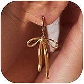 Gold Bow Earrings for Women Bow Hoop Earrings Dangle Cute Bowknot Jewelry Christmas Holiday Earring Gifts for Women