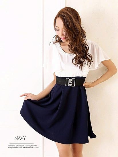 Amazon リューユ Ryuyu キャバ ドレス キャバドレス キャバクラ ミニドレス パーティードレス Ryuyuchick バイカラー ドレス 袖付き キャバクラドレス L 140 ネイビー 240 ワンピース チュニック 通販