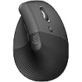 Logitech Lift Vertical Ergonomic Mouse, Wireless, Bluetooth or Logi Bolt USB receiver, Quiet clicks, 4 buttons, compatible wi