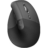 Logitech Lift Vertical Ergonomic Mouse, Wireless, Bluetooth or Logi Bolt USB Receiver, Quiet clicks, 4 Buttons, Compatible wi