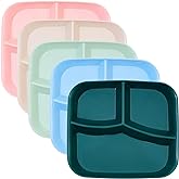 DYB DONGYONGBAO Unbreakable Divided Plates 10 Inch 5 PCS,Reusable Wheat Straw Kids Plates���Microwave And Dishwasher Safe, Perfect For Kids And Adults