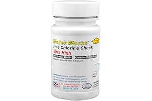 WATER WORKS Industrial Test Systems WaterWorks 480024 Free Chlorine Test Strip, Ultra High Range, 31 Seconds Test Time, 0-750ppm Range (Bottle of 50)