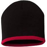Sportsman Bottom Striped Knit Beanie One Size Black/ Red