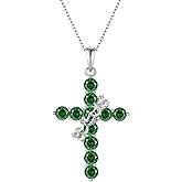 YIFSIY Rotated Crown Cross Necklaces for Women, 925 Sterling Silver Round Cut Zircon Neckalce Pendant With Ring Birthstones Jewelry for Her