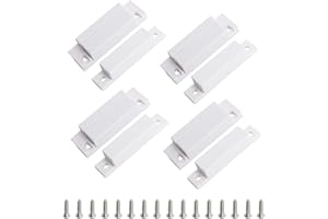 AOJE LINK-ELECTRIC Aoje-Link 4pcs RC-31 Surface Mount Wired NC Normally Closed Door Contact Sensor Alarm Magnetic Reed Switch White for Gate Garage Window Door Security System