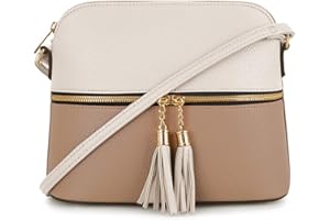 SG SUGU Lunar Lightweight Medium Dome Crossbody Bag Shoulder Bag with Tassel | Zipper Pocket | Adjustable Strap